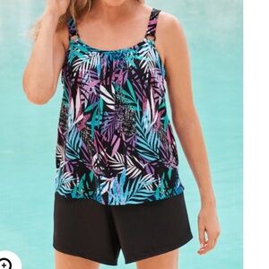 New All in One Tank Overlay Swim Romper Swimsuits For All Plus Size 22 Print